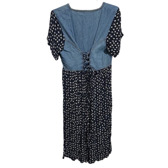Nimisha International Star Print Denim Chambray Dress L/XL - Picture 2 of 3